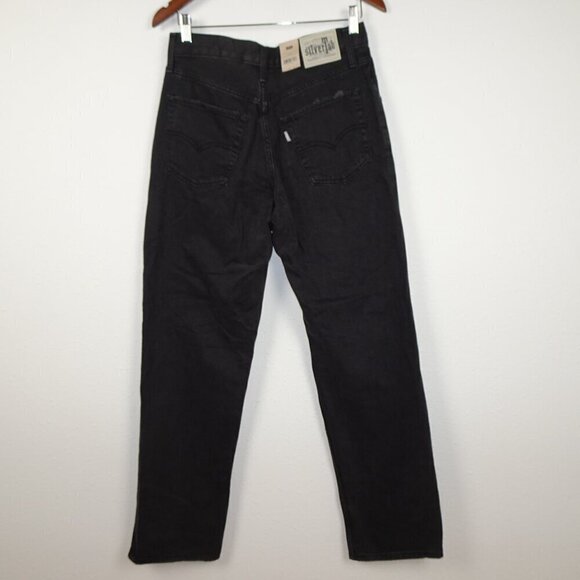 Levi's Baggy Jeans Women's Size 29x31 Black Denim Silvertab Distressed Straight - Picture 5 of 14